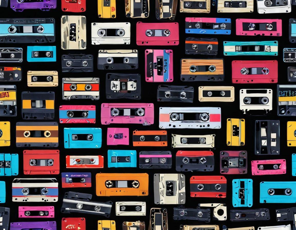 A captivating collage showcasing the evolution of adult entertainment, featuring vintage X-rated video tapes transitioning into modern plush fetish clips, intertwining elements like film reels, digital screens, and stylish silhouettes. Blend a rich color palette that signifies the dynamic shifts in culture, with a background displaying iconic symbols over the decades, such as VHS tapes, USB drives, and muted neon lights. 3D effect. vibrant colors. contemporary digital art.